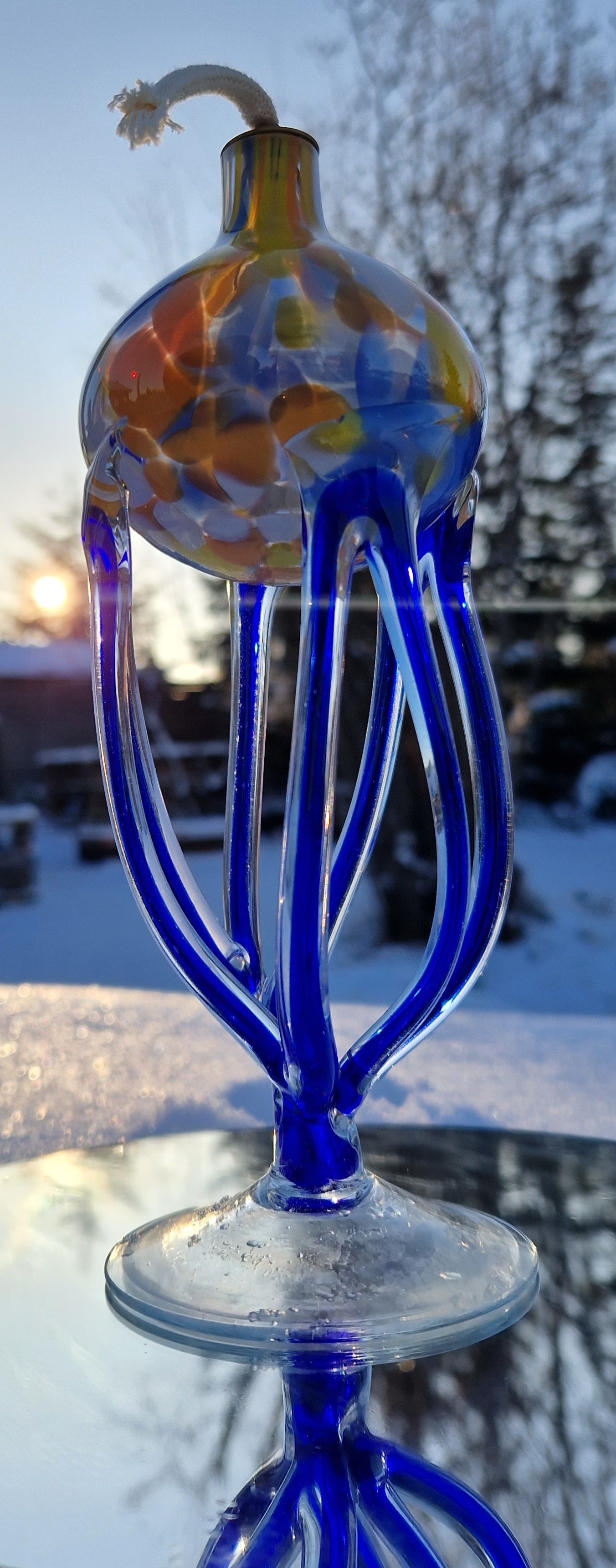 Öllampe aus Glas - jede ist ein Unikat