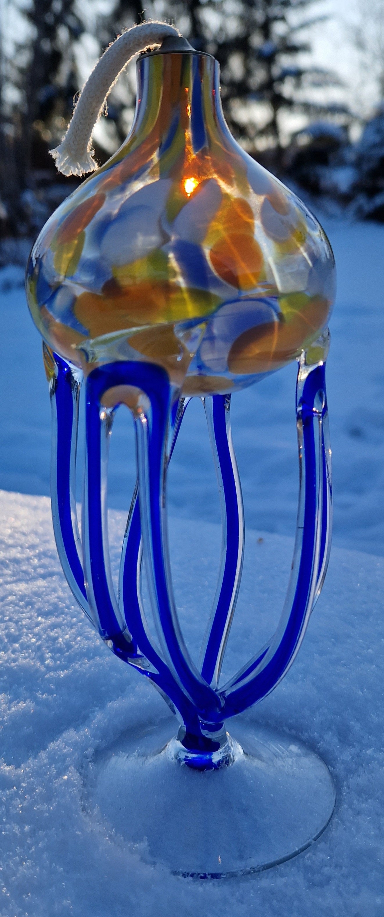 Öllampe aus Glas - jede ist ein Unikat