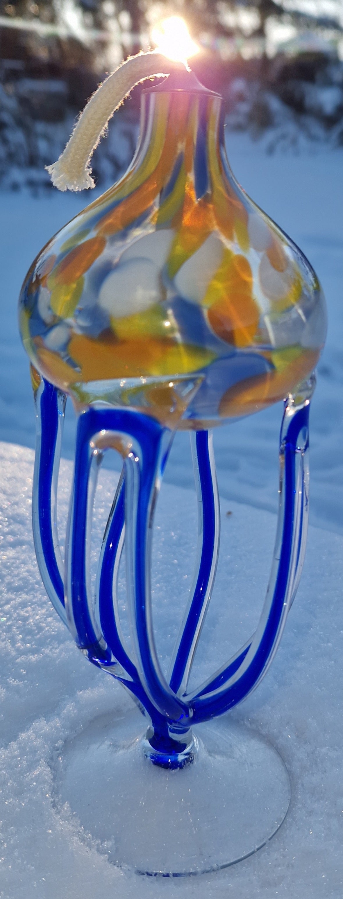 Öllampe aus Glas - jede ist ein Unikat