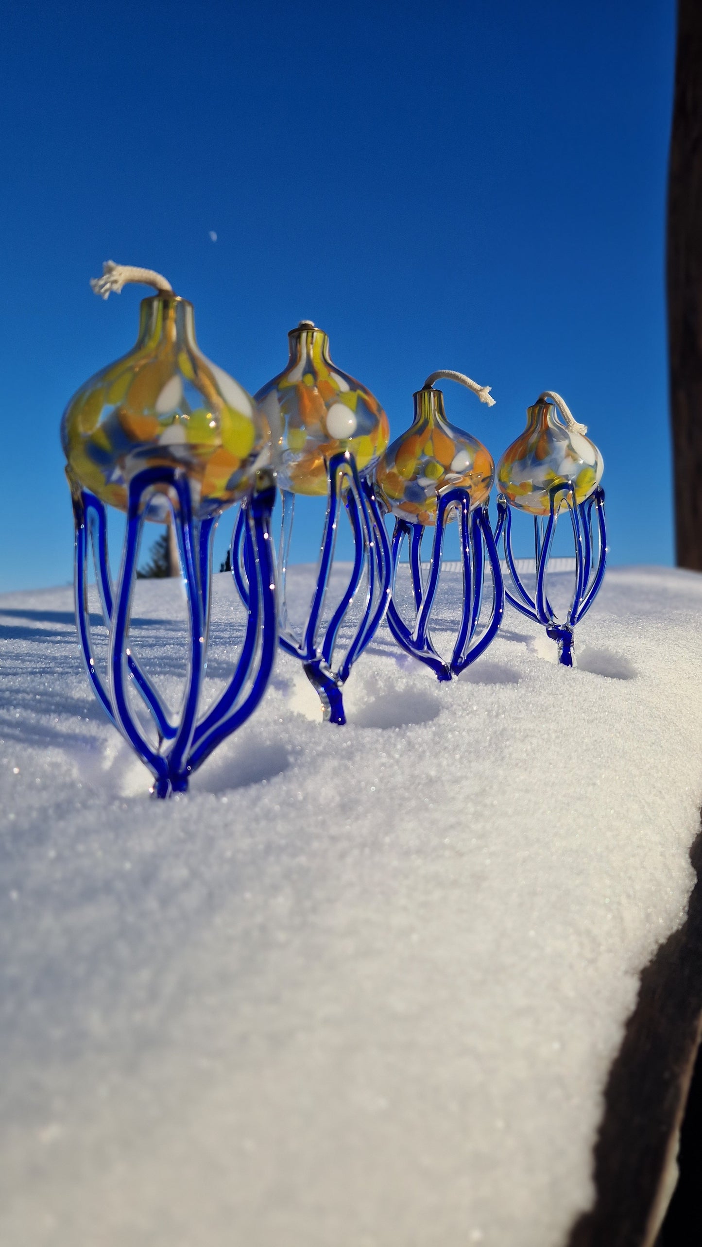 Öllampe aus Glas - jede ist ein Unikat